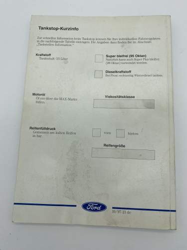 FORD Escort Bedienungsanleitung 10/1997